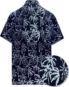 la-leela-men-casual-wear-cotton-palm-tree-hand-printed-black-hawaiian-shirt-size-s-xxl