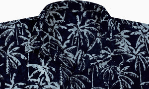 la-leela-men-casual-wear-cotton-palm-tree-hand-printed-black-hawaiian-shirt-size-s-xxl