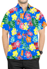 Load image into Gallery viewer, la-leela-shirt-casual-button-down-short-sleeve-beach-shirt-men-aloha-pocket-Shirt-Bright Blue_AA179