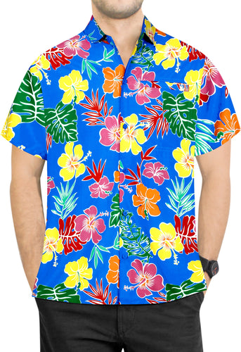 la-leela-shirt-casual-button-down-short-sleeve-beach-shirt-men-aloha-pocket-Shirt-Bright Blue_AA179