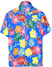 Cargar imagen en el visor de la galería, la-leela-shirt-casual-button-down-short-sleeve-beach-shirt-men-aloha-pocket-Shirt-Bright Blue_AA179