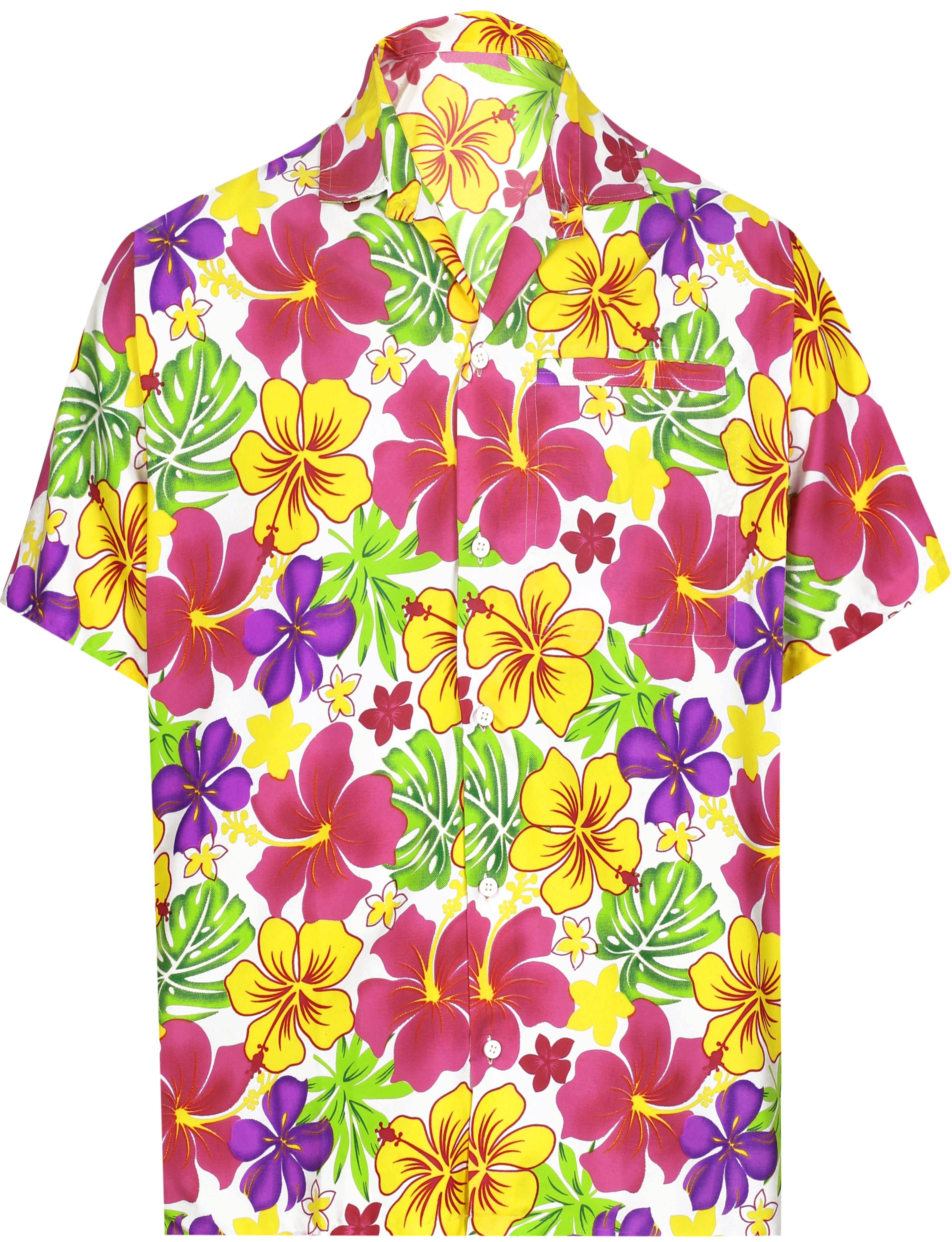 LA LEELA Men's Hawaiian Blossom Patio Short Sleeve Shirts Beach