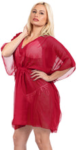 Load image into Gallery viewer, LA LEELA Swimsuit Cover ups Beach Kimono Dress For Women Red_Y408 OSFM 4-14{S-L]