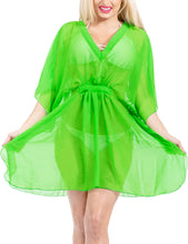 Load image into Gallery viewer, LA LEELA Women&#39;s Swimwear Cover up plus size Solid OSFM 4-14 [S-L] Green_X958