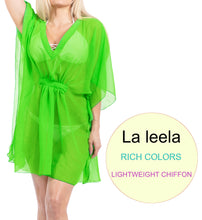 Load image into Gallery viewer, LA LEELA Women&#39;s Swimwear Cover up plus size Solid OSFM 4-14 [S-L] Green_X958