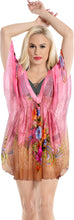 Load image into Gallery viewer, LA LEELA Women Swim Beach Dress Kaftan Cover Ups for Swimwear US 8-16W Pink_Y705