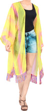 Cargar imagen en el visor de la galería, LA LEELA Women Bathing Suit Beach Summer Kimono Maxi Dress US L-4X Yellow_V996