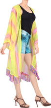 Cargar imagen en el visor de la galería, LA LEELA Women Bathing Suit Beach Summer Kimono Maxi Dress US L-4X Yellow_V996