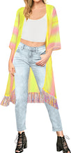 Cargar imagen en el visor de la galería, LA LEELA Women Bathing Suit Beach Summer Kimono Maxi Dress US L-4X Yellow_V996