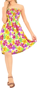 LA LEELA Beachy Flower Print Tube For Women Beachwear Hawaiian Female Tube Dress Skirt Swimsuit Coverup