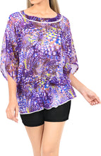 Cargar imagen en el visor de la galería, LA LEELA Women Kimono Bikini Swimwear Cover Ups Dress Tops US 8-14 Purple_V284