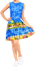 Cargar imagen en el visor de la galería, LA LEELA Women&#39;s Summer Dresses Swimsuit Cover Ups US 14 [L] Bright Blue_V250