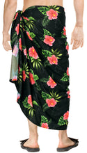 Load image into Gallery viewer, La Leela Mens Swimwear Full Pareo Aloha Beach Sarong Wrap One Size Black_V927