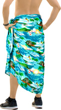 Load image into Gallery viewer, La Leela Men&#39;s Elegant Swimsuit Casual Summer Sarong One Size Turquoise_V956