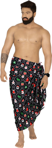 LA LEELA Men Full Loungewear Camp Sarong Wrap Christmas Day 78