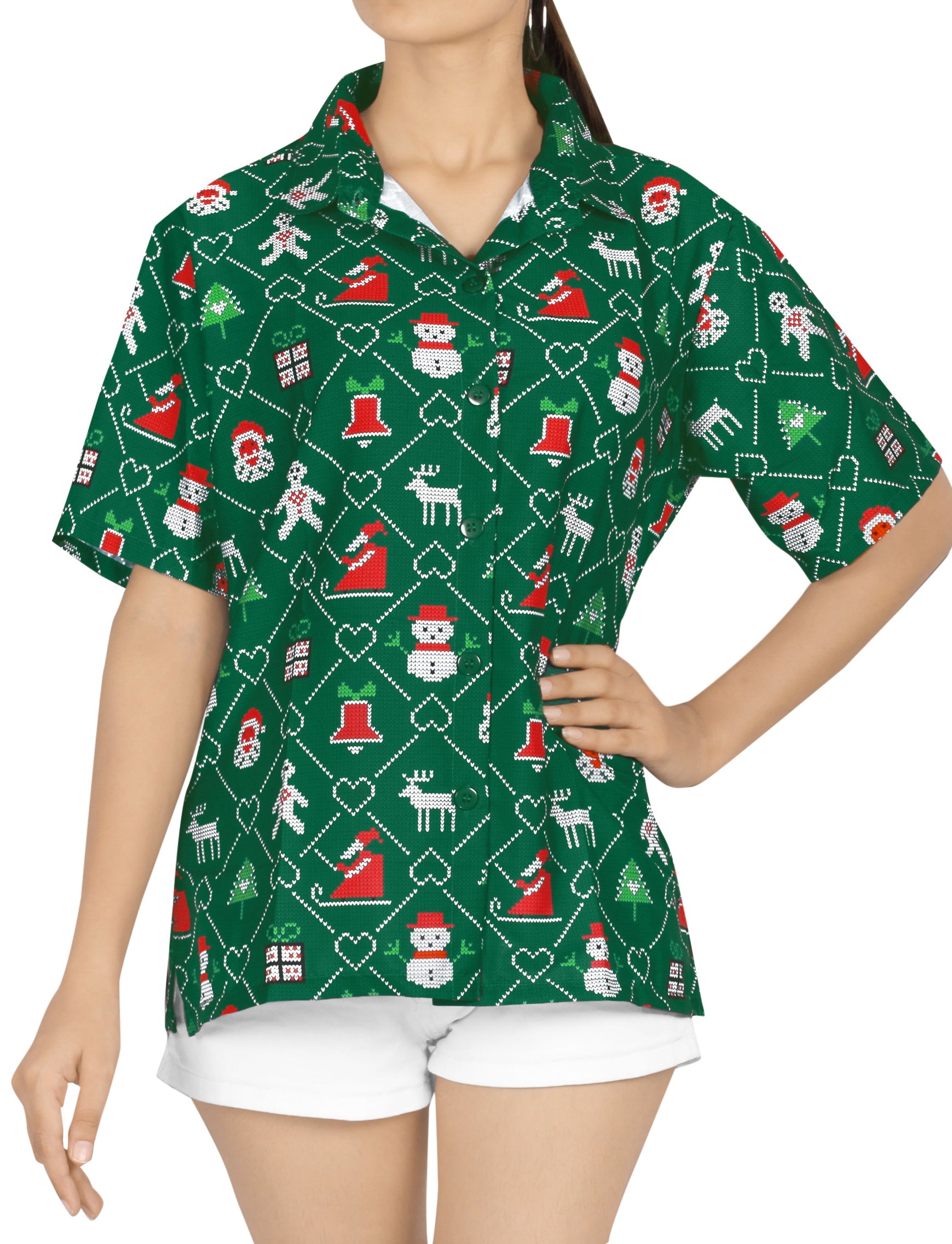 Cute Santa Claus On Beach Plus Size Hawaiian Shirt For Women