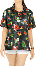 Load image into Gallery viewer, LA LEELA Women&#39;s Tropical Santa Claus Party Ugly Hawaiian Christmas Day Shirts DRT372Black