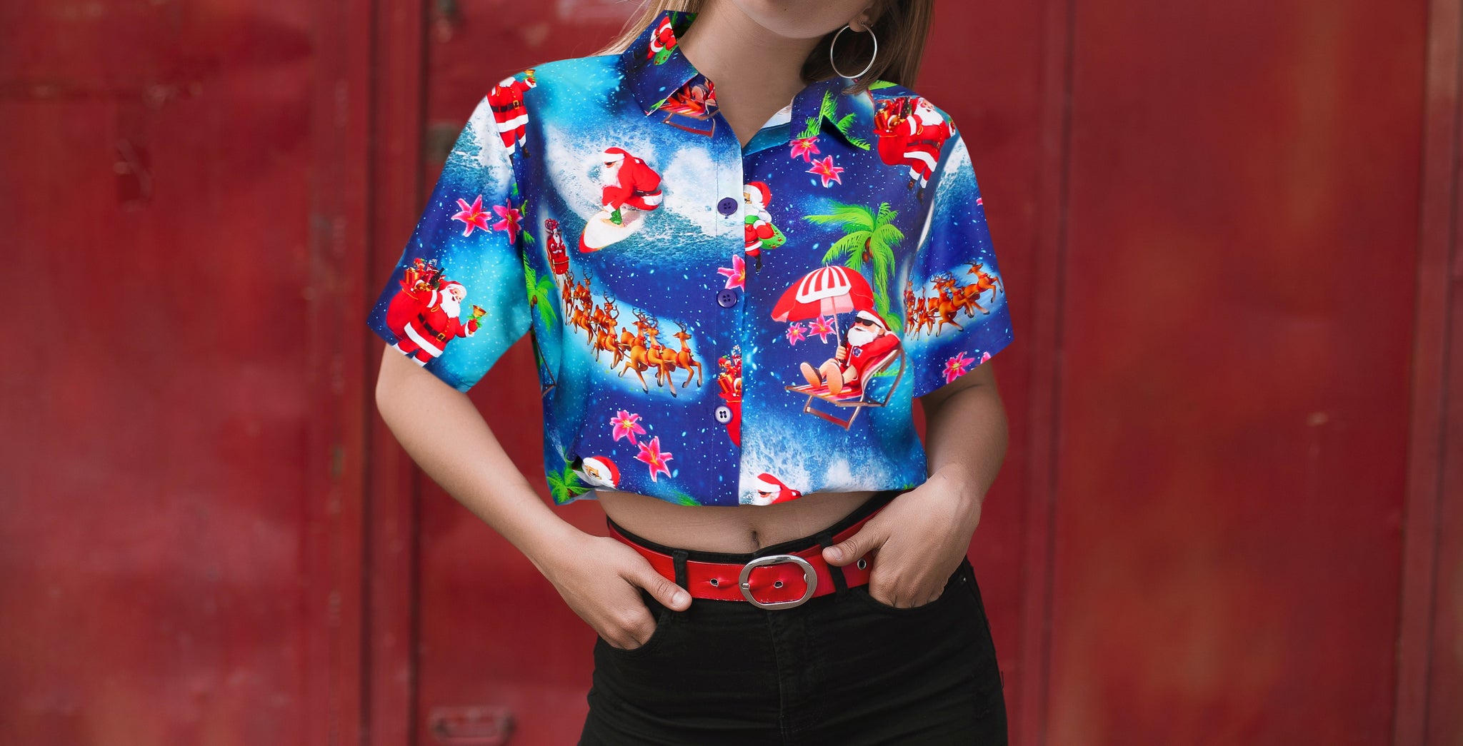 HAPPY BAY Women's Button up Tops Hawaiian Blouse Shirts 