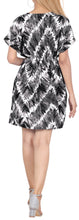 Load image into Gallery viewer, LA LEELA Women Summer Beach Bikini Cover Up Short Tie Dye Dress M-L Black_AA507