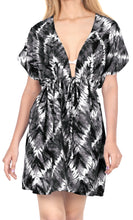 Load image into Gallery viewer, LA LEELA Womens Bikini Cover Up Zig Zag Stripped Beach Dress XL-XXL Black_AA507