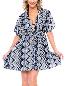 LA LEELA Coverup Beach Bikini Swimwear Swimsuit Caftan Dress Women Printed