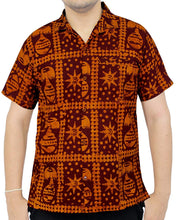 Cargar imagen en el visor de la galería, LA LEELA Shirt Casual Button Down Short Sleeve Beach Shirt Men Pocket Batik 24