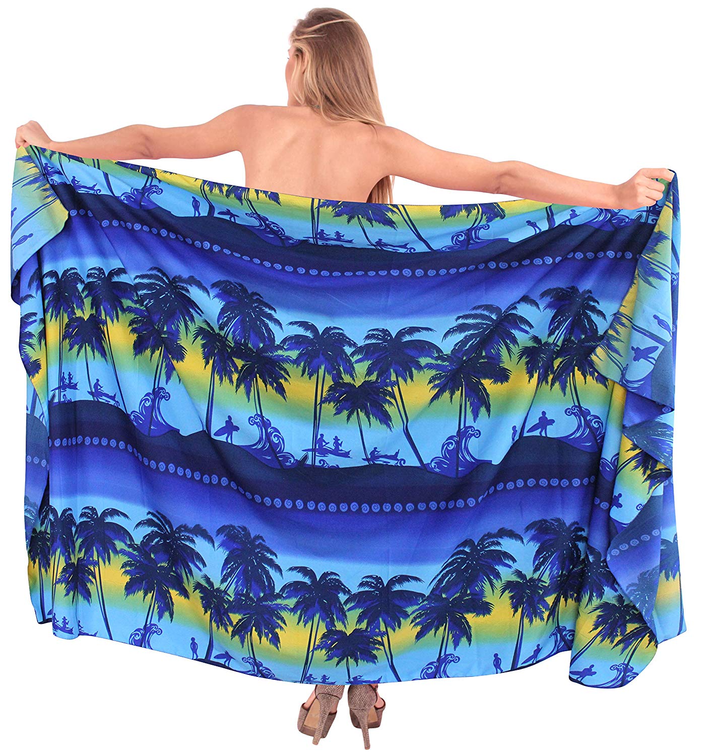 La Leela Womens Bathing Suit Beach Skirt Hawaii Sarong Wrap One Size  Black_AA17  Beach Hawaiian Shirts, Sarongs, Dresses, Caftans, Kaftans,  Cardigans, Kimonos for Men & Women