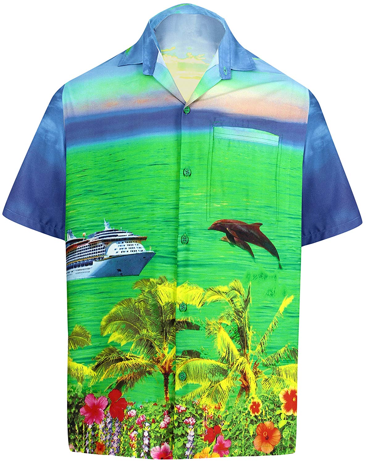 LA LEELA Men's Relaxed fit Beach hawaiian Shirt Aloha Tropical