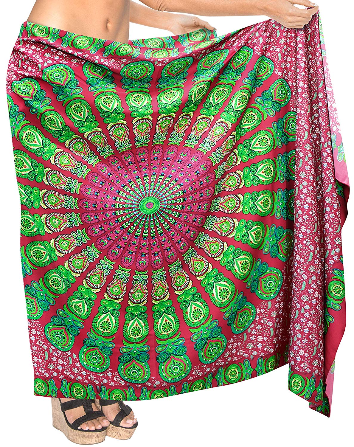 LA LEELA Womens Sarong Beach Swimsuit Bikini Cover up Wrap Pareo Peacock