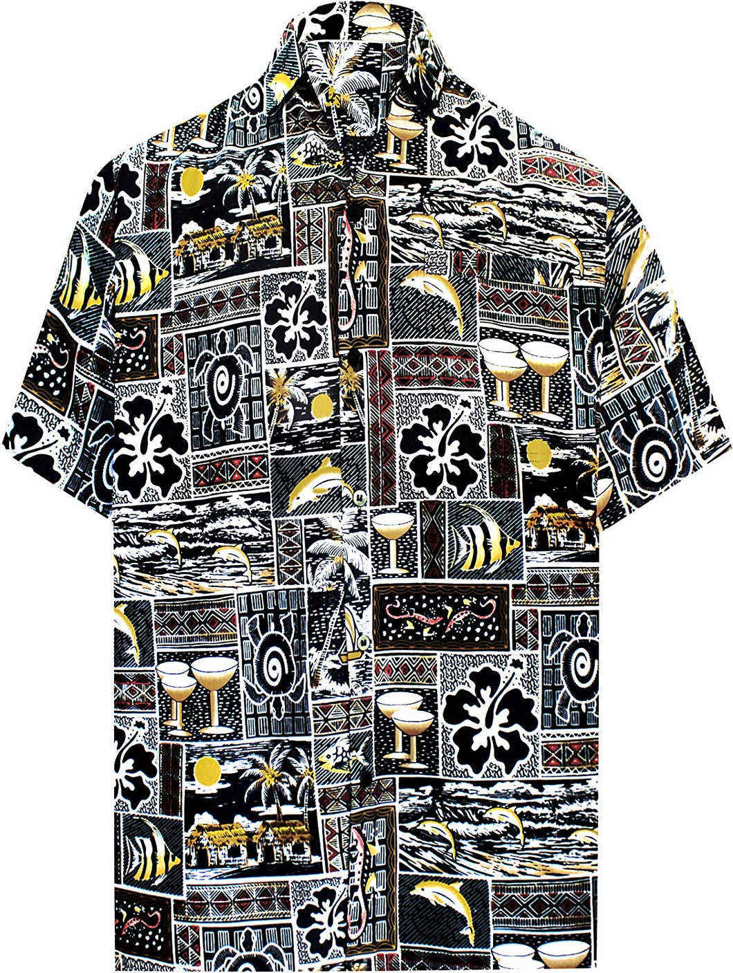 LA LEELA Shirt Casual Button Down Short Sleeve Beach Shirt Men Aloha Pocket 209